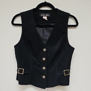 Vintage Jaclyn Hart, Faux Suede Vest, Black, Size 6 Petite
